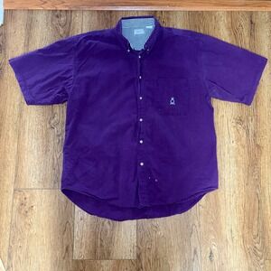 Vintage Bugle Boy Company Mens XL Purple Cotton Short Sleeve Button Down Shirt